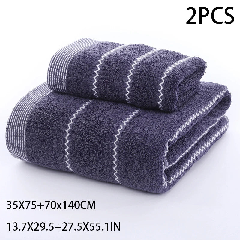 serviettes bain coton rayées gris marron classiques grandes tailles absorbantes maison