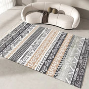 tapis flanelle géométrique moderne ethnique bohème lavable antidérapant blanc noir beige