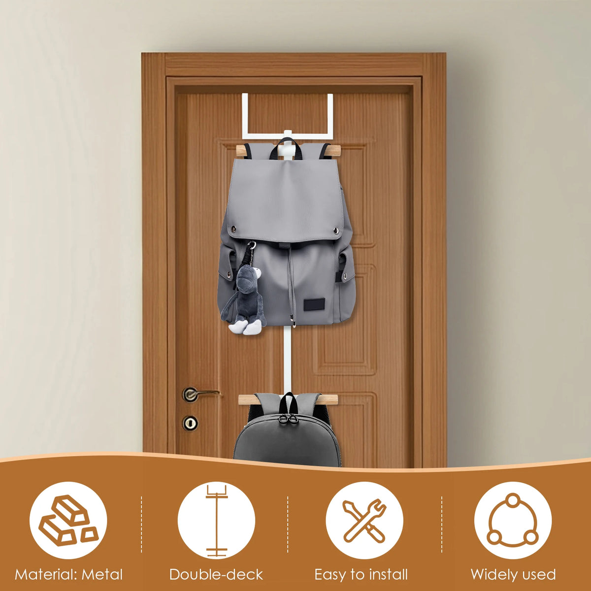 porte manteau blanc minimaliste deux niveaux suspension porte sacs école métal robuste facile moderneécolerangementscolargrandebretècheporte