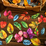 feuilles artificielles orange rouge vert bleu marron jaune adhésives scrapbooking bricolage papeterie manuelle naturelle
