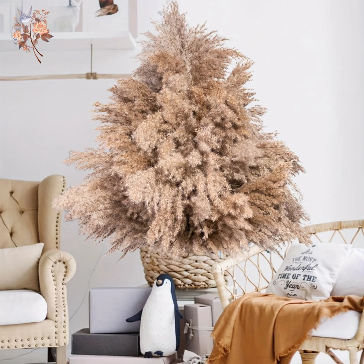 décoration maison plante séchée pampa moelleuse naturelle vase dried flowers beige rustiqueintérieur