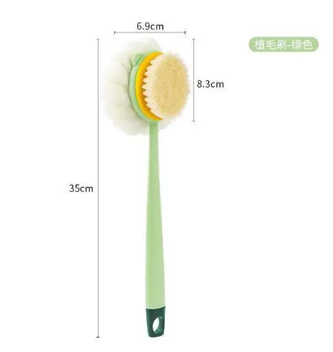 brosse bain pelucheuse douce moderne vert clair rose pâle jaune clair blanc fixée anneaux