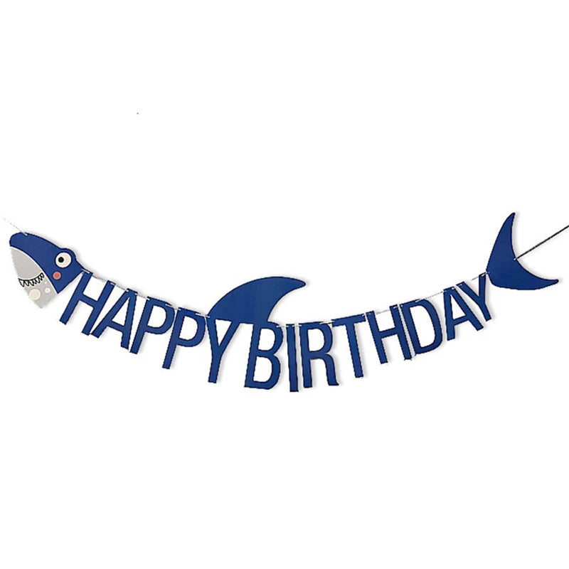 kit decoration anniversaire guirlande lettres poissons danseuses voitures animaux feuilles tropicales triangles colorés