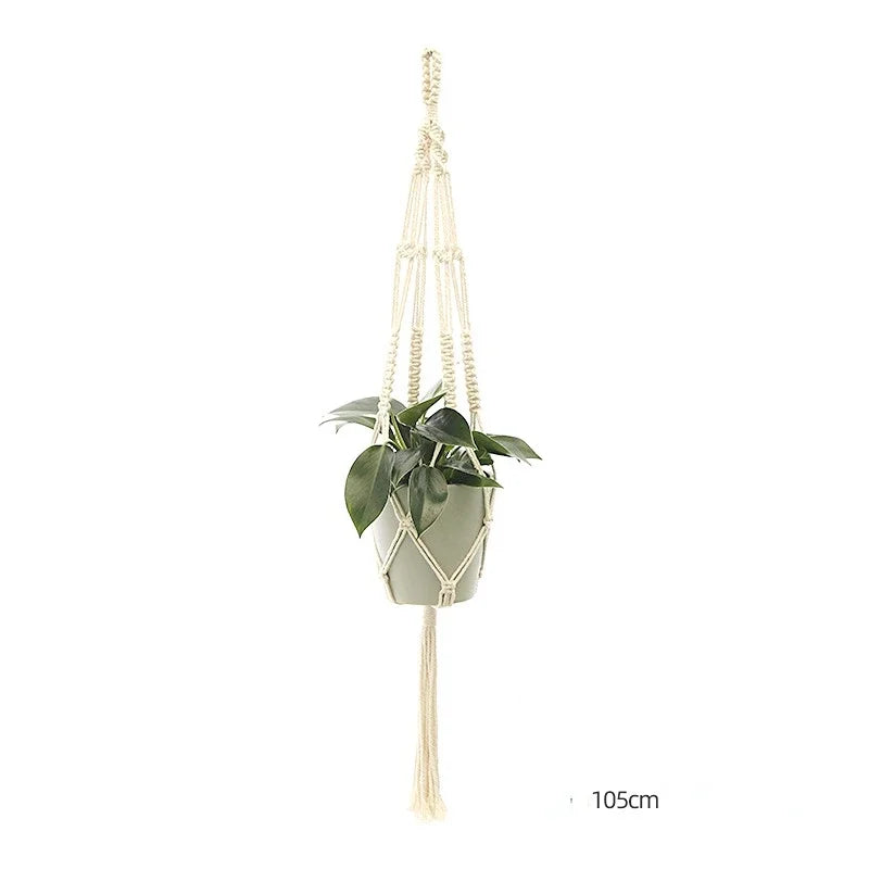 support plante suspendue macramé blanc cassé boho pot fleurs décoration balcon intérieur jardin