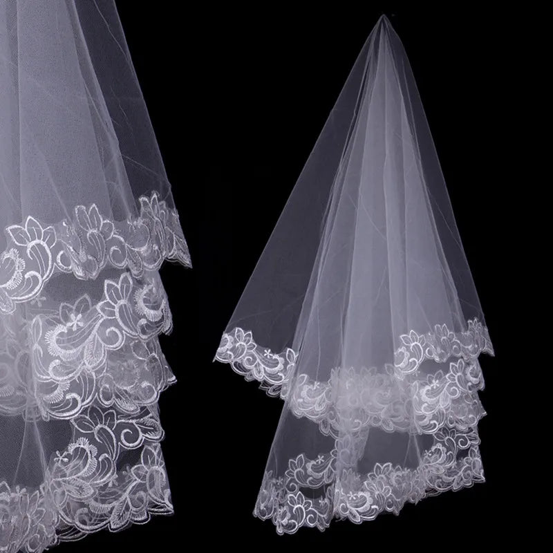 voile mariée blanc broderie florale classique sans attaches opaques unique personnalisable dentelle