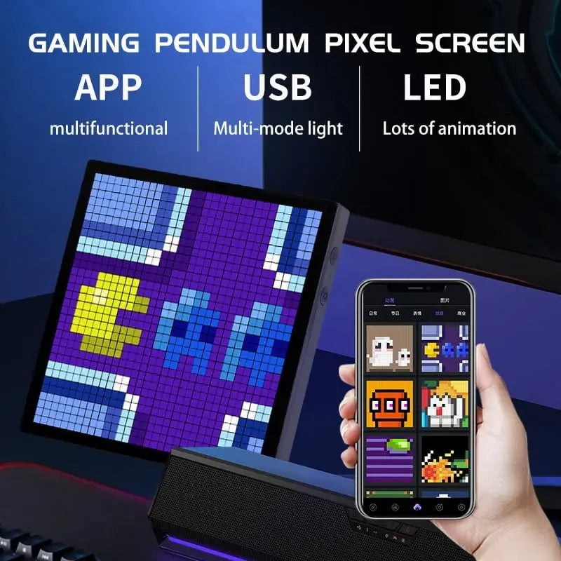 affichage led pixel art multifonction bluetooth calendrier couleurs variées moderne technologique ludique