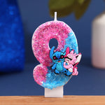 bougies numériques anniversaire glitter personnages animés rose bleu blanc decorative cartoon