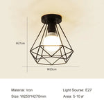 Lampe industrielle moderne métal noir structure géométrique éclairage intérieur E27