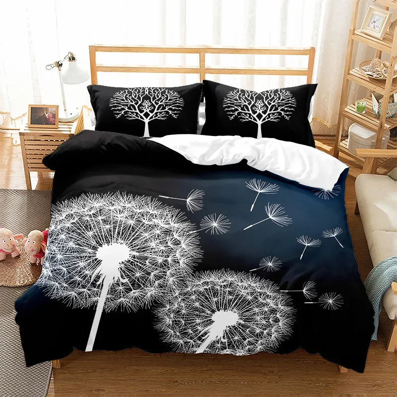 Chambre décorée avec housse de couette Sakura printanière