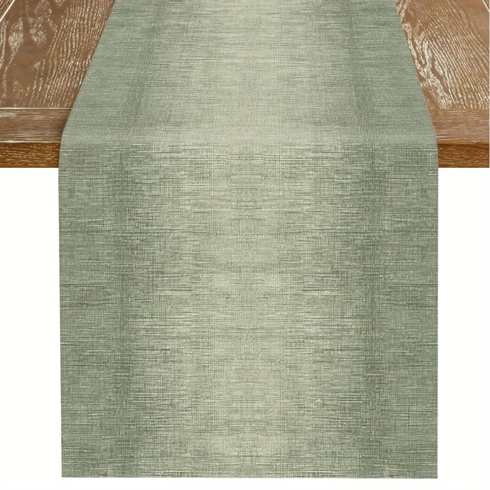 chaise table verte texturée moderne rustique fleurs vaisselle décoration intérieure nappe longue lin chambre