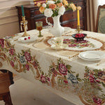 nappe table rectangle polyester fleur printemps été automne hiver traditionnelle européenne beige rouge verte