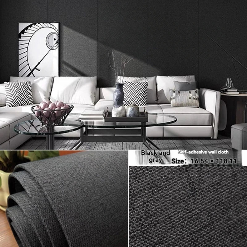 décoration murale tissu auto adhésif toile lin moderne beige gris noir