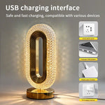 lampe table led rechargeable tactile or blanc texture diamantée moderne minimaliste base plate