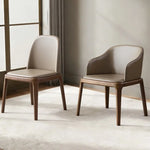 chaise salle manger moderne élégante bois rembourrée marron clair gris minimaliste italien adultesco