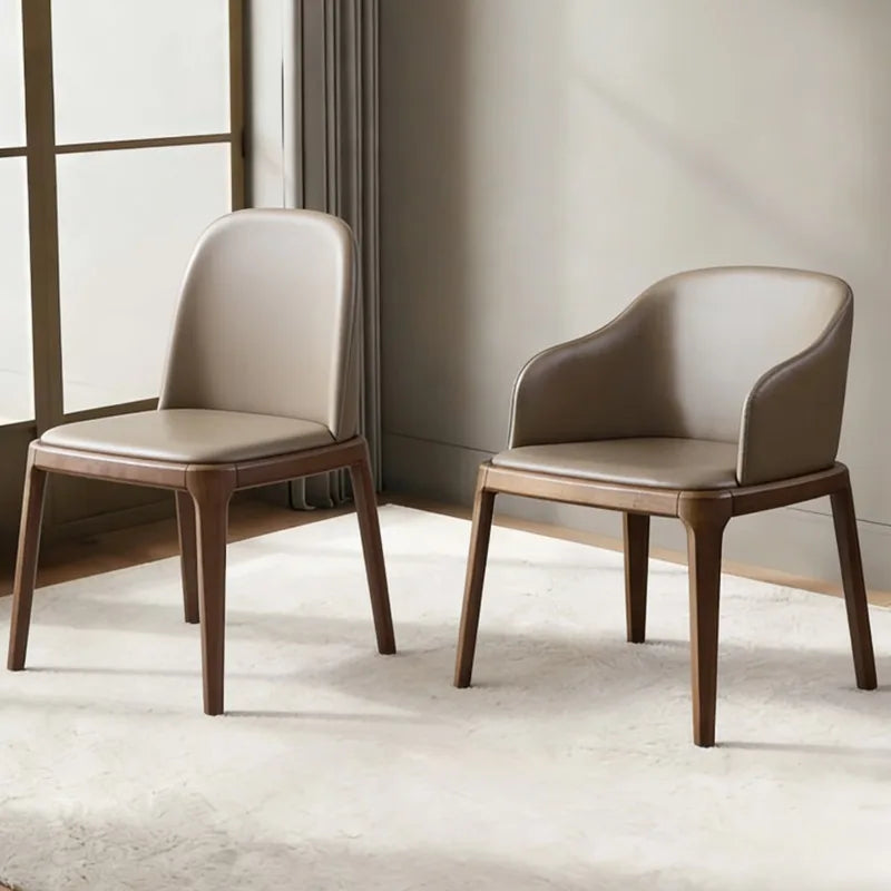 chaise salle manger moderne élégante bois rembourrée marron clair gris minimaliste italien adultesco