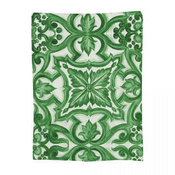 couverture canapé vintage motif floral vert blanc douce lit salon maison décoration