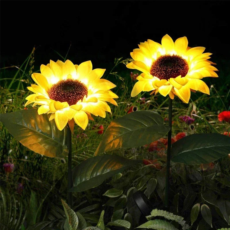 lumière solaire tournesol jaune vert moderne fleur artificielle extérieure rotation 90 degrés jardin decoration