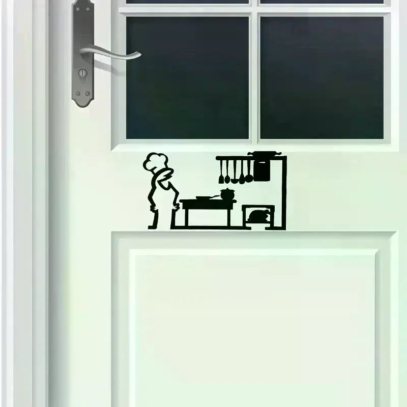 autocollant mural noir silhouette cuisine minimaliste adhésif chambre cuisine salle bain