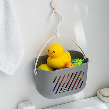 panier suspendu perforé gris blanc moderne rangement bain cuisine jouets entretien adhésif fixations multifonctionnels