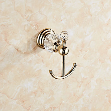 accessoires salle bain or cristaux porte serviettes savon gobelets élégants vis fixés