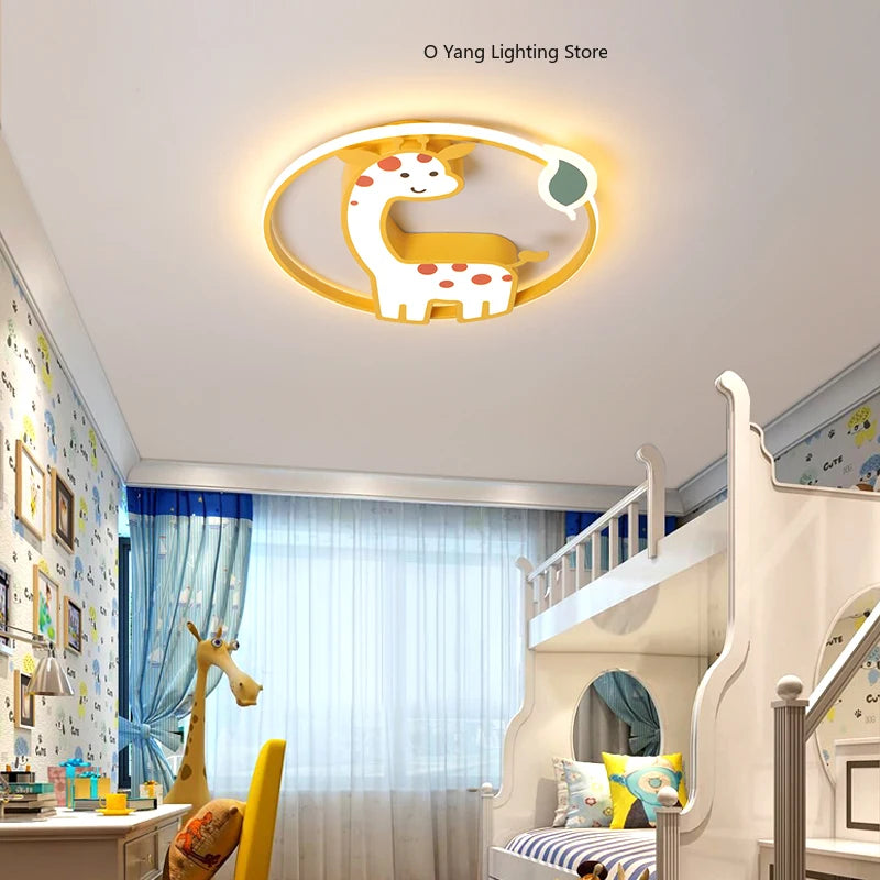 lustre girafe suspendue décorative enfant pois multicolore intérieur éclairé chambre