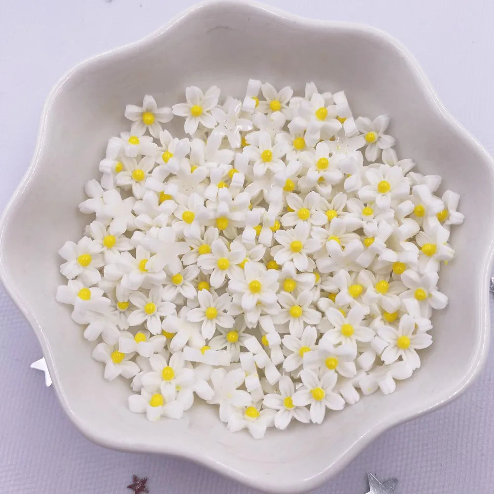 miniatures fleurs multicolores simples centrer jaune decoratives artisanat mariage scrapbooking