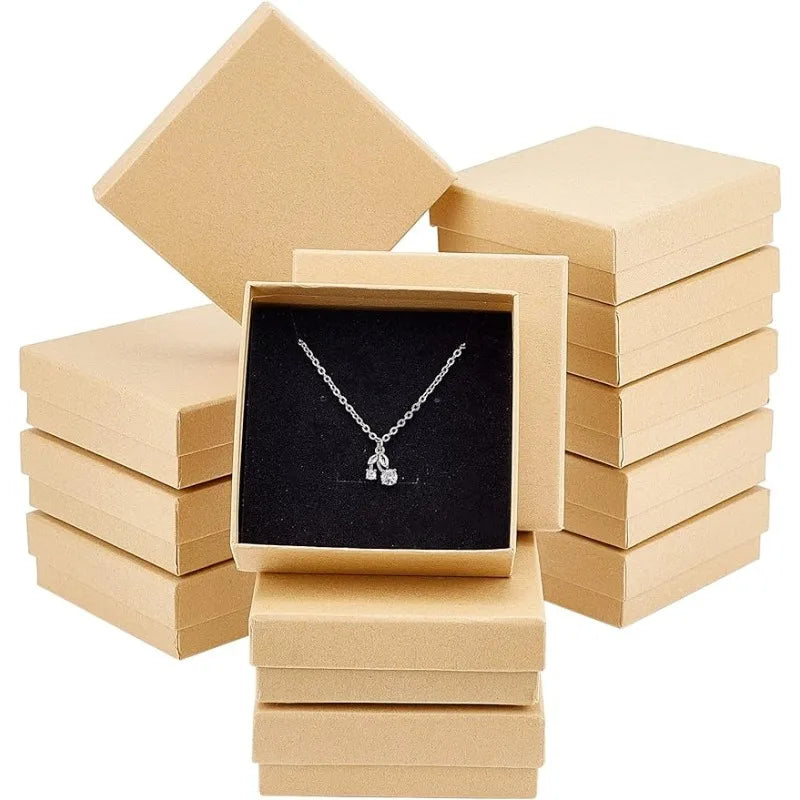 Lot de 24 boîtes à bijoux en carton kraft
