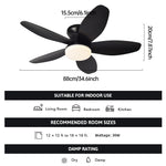 ventilateur led noir moderne télécommande certification rohs flux lumineux certifications ccc cem gs lvd