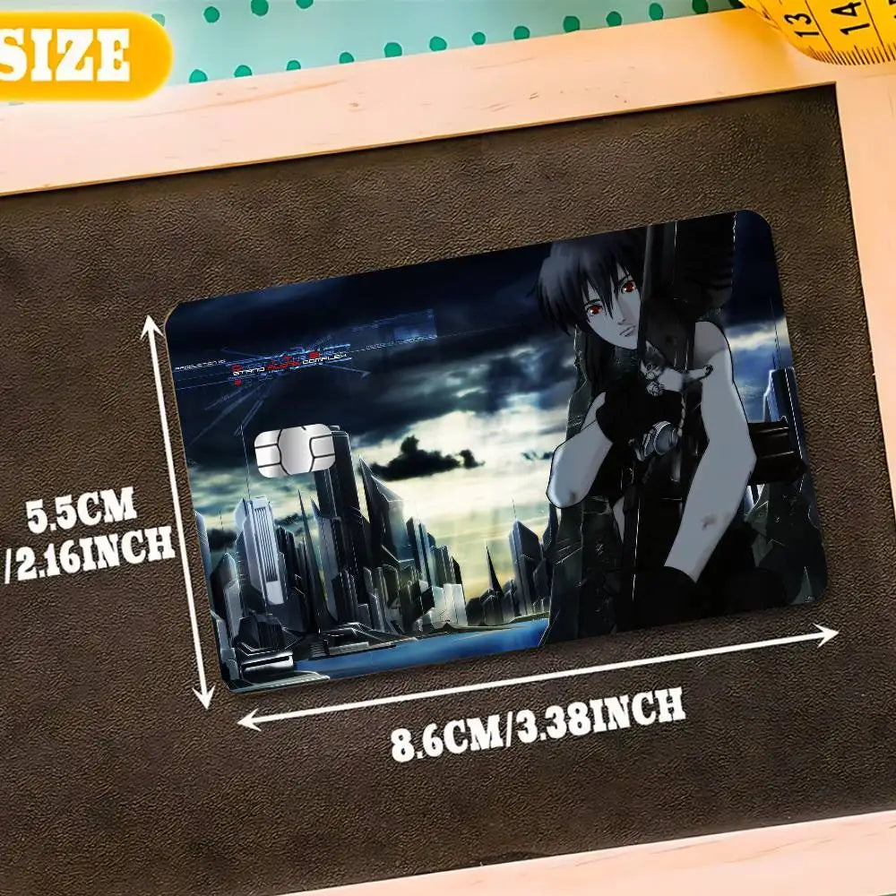sticker anime ghost shell waterproof réutilisable moderne graphique carte crédit pièces