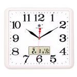 horloge murale carrée quartz aiguille classique cadre marron cadran blanc salon cuisine decoration murale