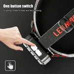 lampe frontale uv led rechargeable violet noir rouge imprime lettres rouges bandeau ajustable cordon