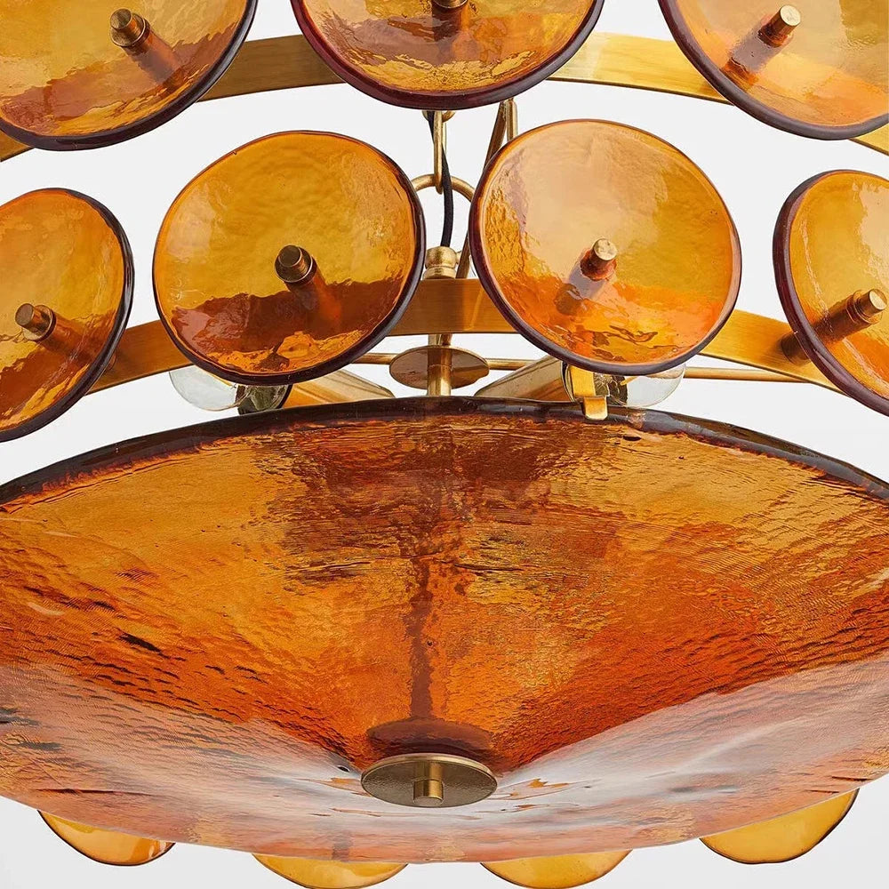 lampe suspendue moderne salon étude verte orange verre translucide circulaire chambre