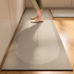 tapis daim antidérapant imperméable moderne minimaliste beige rayures verticales cuisine intérieur