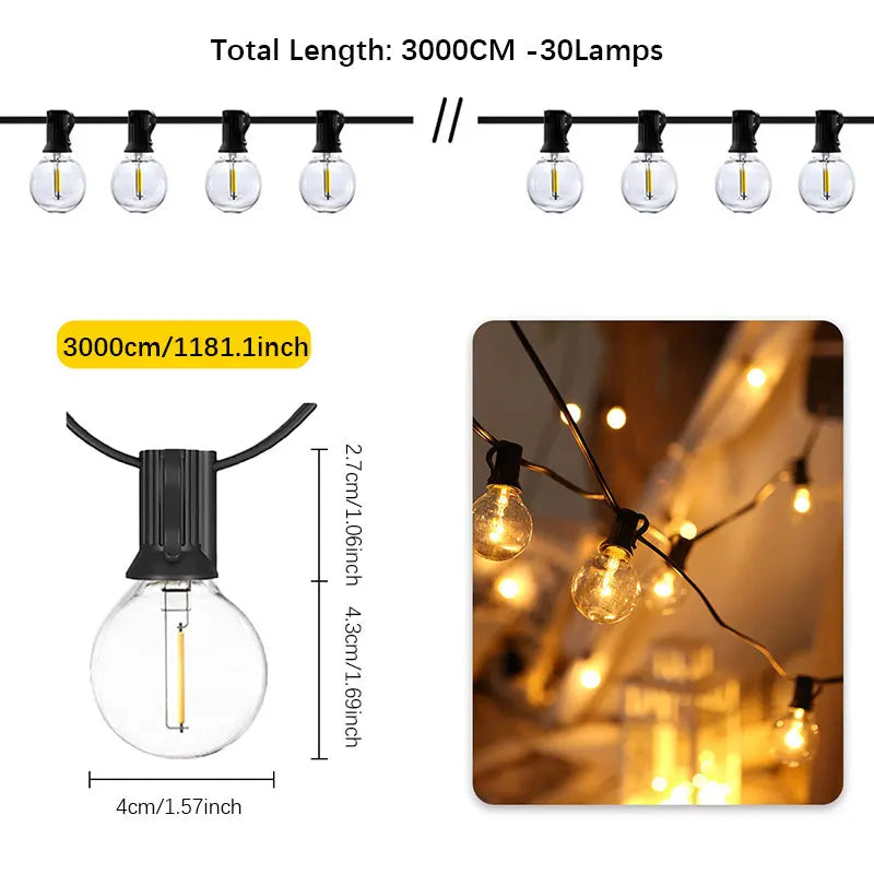 guirlande lumineuse led 15m 15 boules blanc chaud moderne clips solaire usb modes réglables