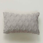 housse coussin décorative peluche géométrique moderne 30x50cm roseclair blancbeige grisclair