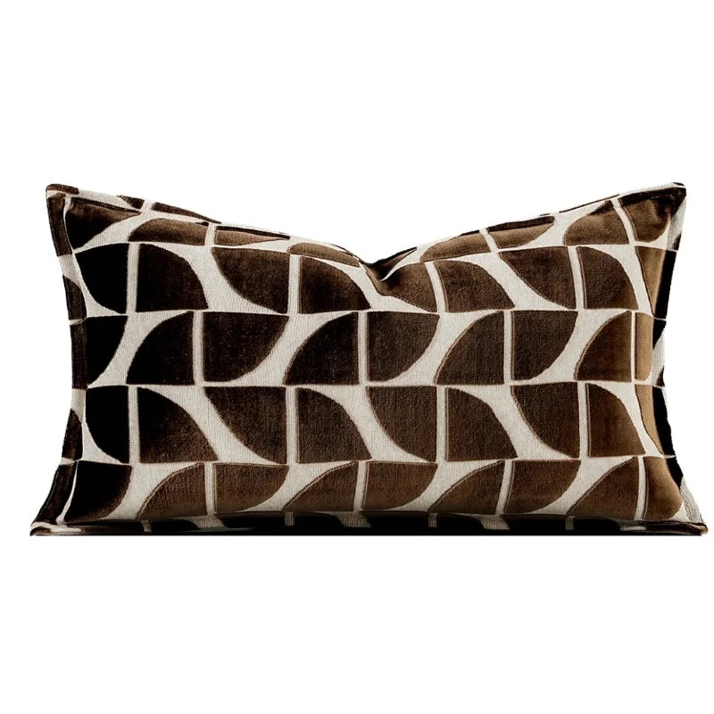 housse coussin jacquard géométrique or blanc moderne décoration canapé chaise maison carré polyester