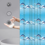 rideau douche dauphins sautant bleu clair nuages moderne rapide séchage ourlet standard peva appartment