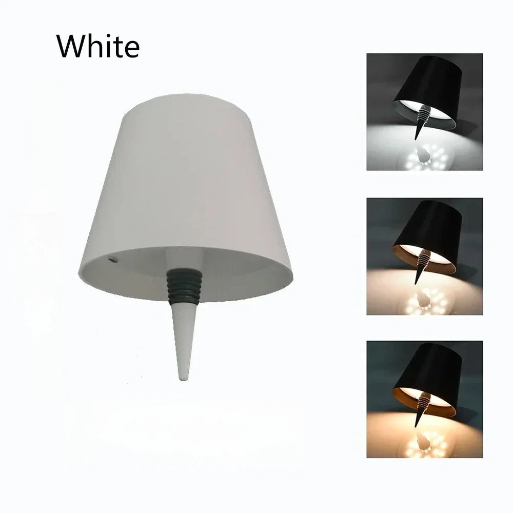 lampe table veilleuse led rechargeable noir blanc moderne minimaliste interrupteur tactile base transparente abs