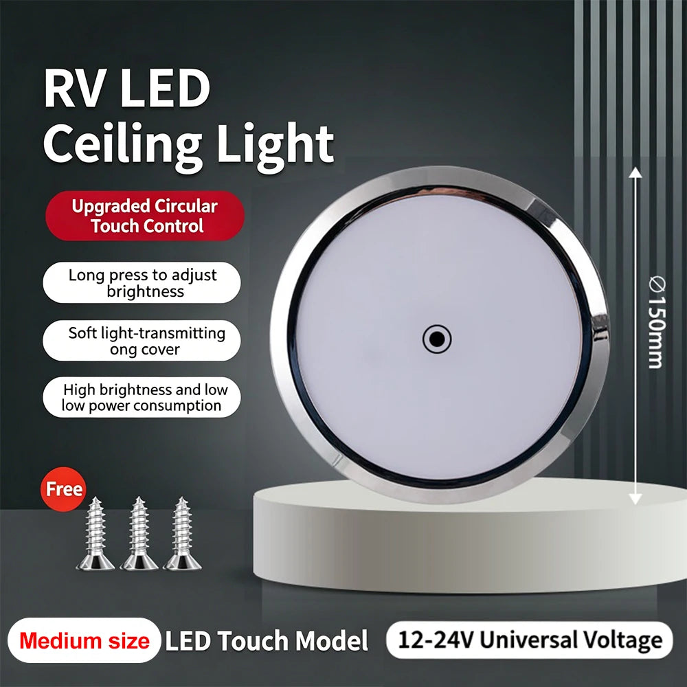 lampe led moderne adhésive éclairage intérieur véhicule blanc 6000k tactile 12v 24v 185mm 150mm