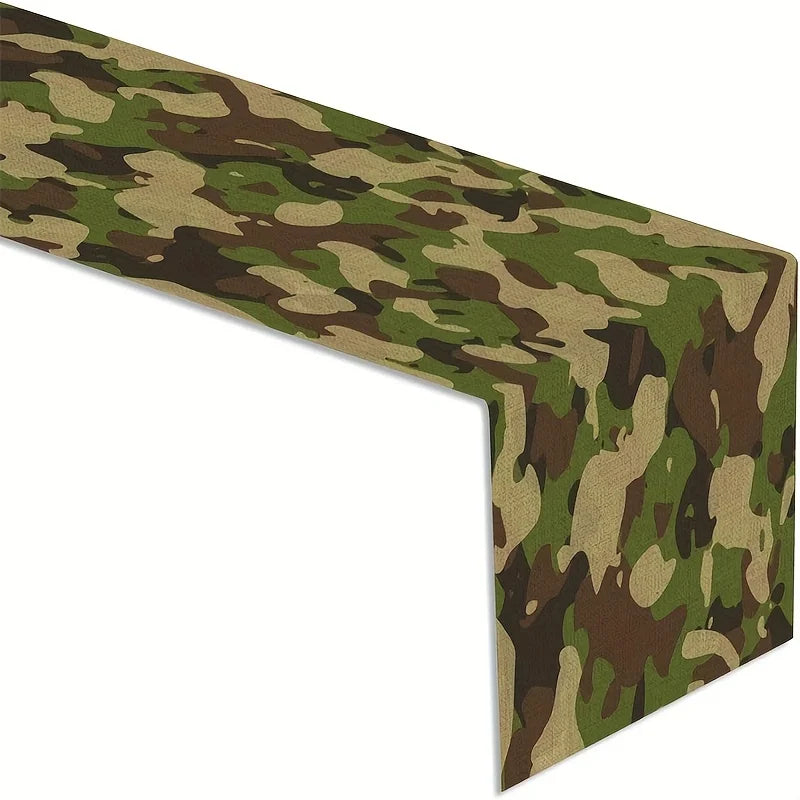nappe camouflage militaire vert marron table décoration intérieure thème soldat maison polyestère