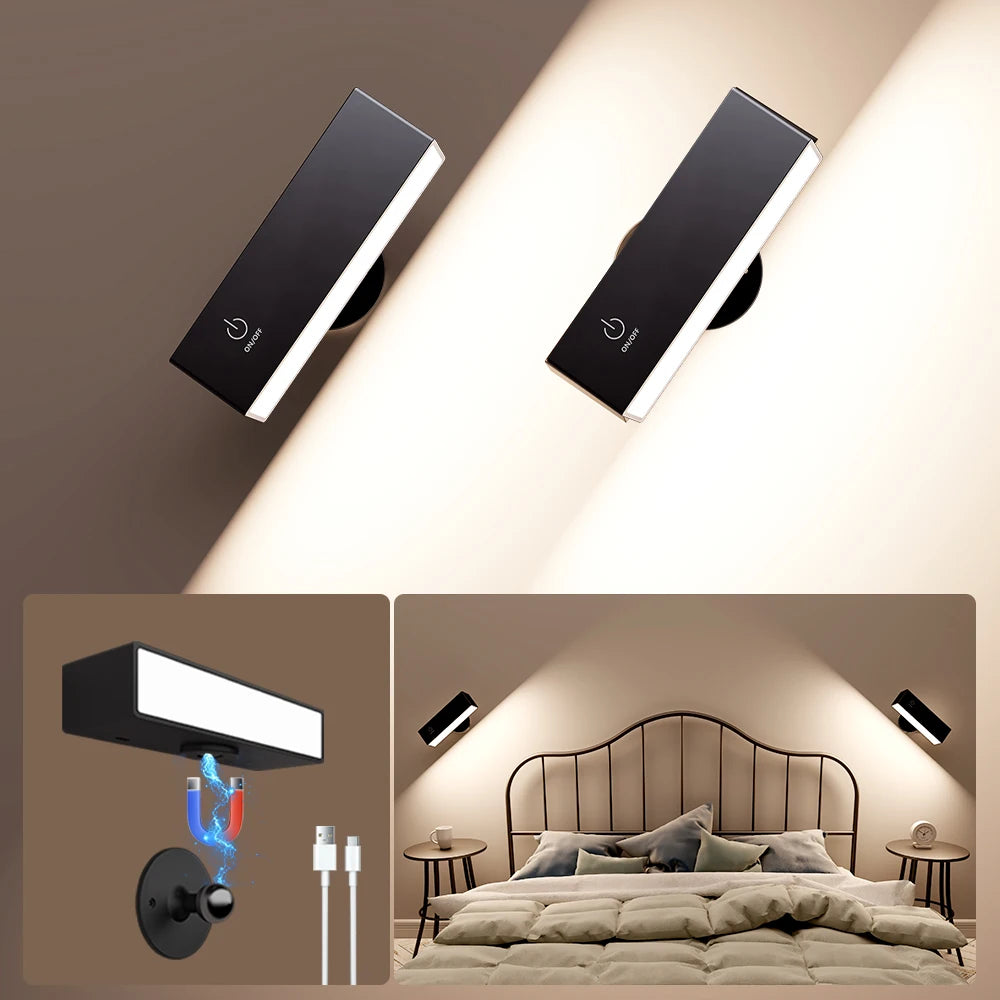 applique murale led rechargeable moderne noire usb adhésive minimaliste chambre cuisine étude entrée salle