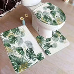tapis toilette couvercle feuilles tropicales tapis bain sol moderne vert blanc résistant corrosion