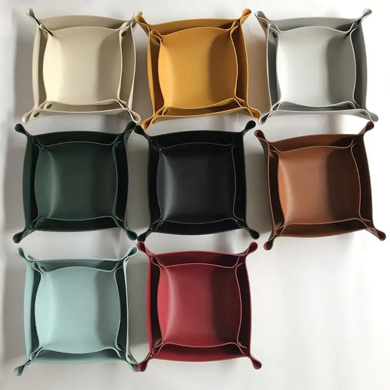 plateau rangement pliable simili cuir bleu marine moderne minimaliste vert marron rouge beige orange