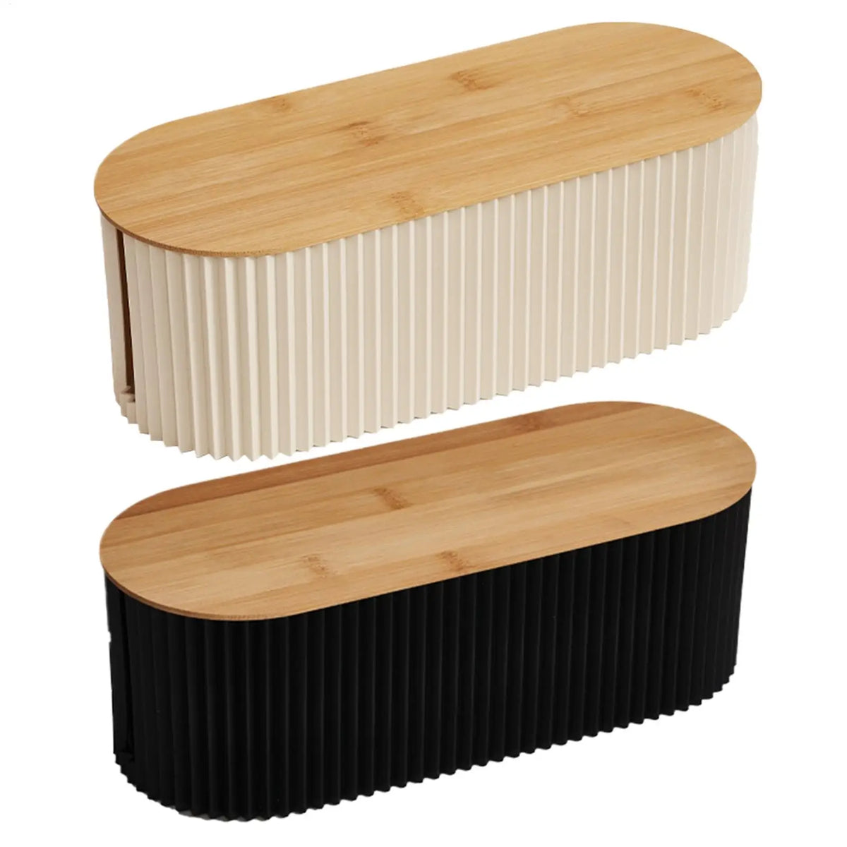 boîte rangement câbles prise moderne minimaliste beige noir rayures vertical chambre salon étudiant