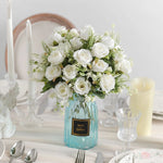 bouquet roses artificielles 30cm soie blanc rose rouge naturel decoration maison vase fleurs intérieur