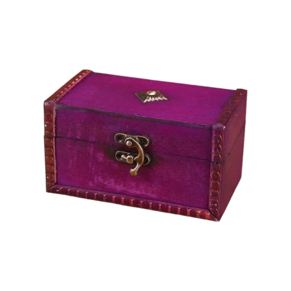 coffre bijoux vintage bois violet marron velours cadenas rangement décoratif
