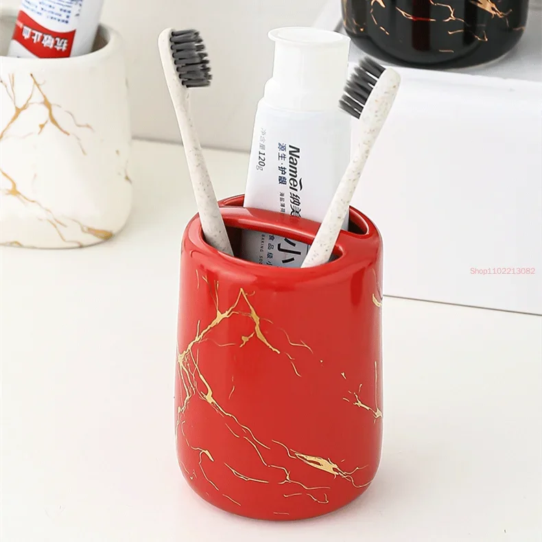 pot brosse dents marbre doré moderne vert noir blanc rouge céramique minimaliste