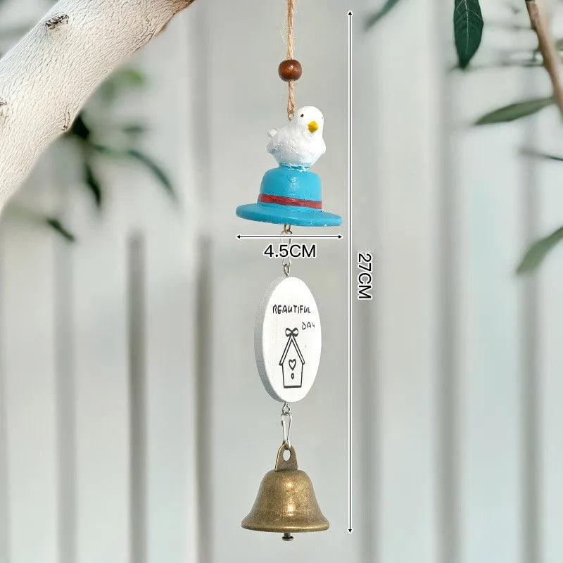 ornements résine cloches jardin japonais totoro animal compagnie motifs bois opaque artisanal