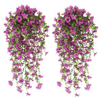 décoration extérieure plante artificielle suspendue fleurs marguerites violettes feuilles vertesbranches flexibles moderne