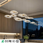 suspension lumineuse contemporaine transparente dorée ajourée salon restaurant led 4000k 3000k 6000k